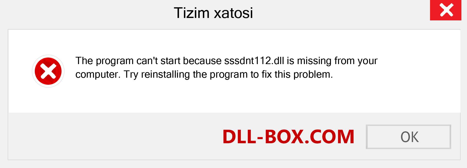 sssdnt112.dll fayli yo'qolganmi?. Windows 7, 8, 10 uchun yuklab olish - Windowsda sssdnt112 dll etishmayotgan xatoni tuzating, rasmlar, rasmlar